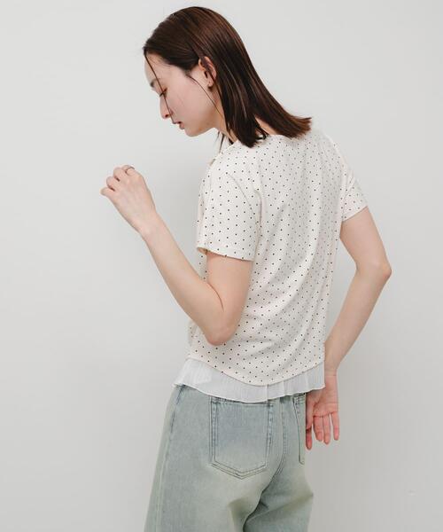 SENSE OF PLACE by URBAN RESEARCH（センスオブプレイスバイアーバンリサーチ）の「フリルドレープトップ（Tシャツ/カットソー・レディース・ブラック/ホワイト系その他/ネイビー・ONE）」の6枚目の写真