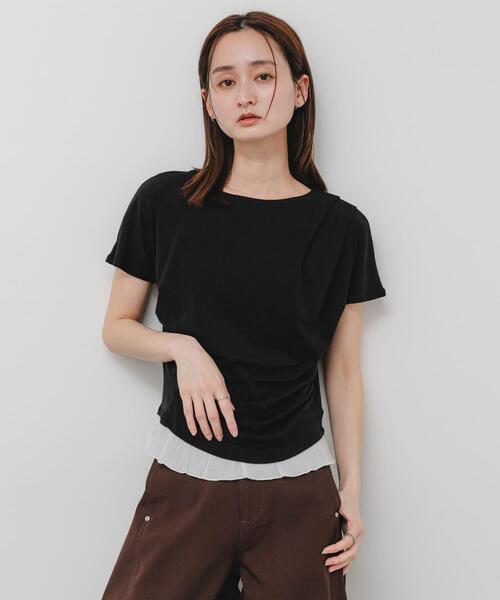 SENSE OF PLACE by URBAN RESEARCH（センスオブプレイスバイアーバンリサーチ）の「フリルドレープトップ（Tシャツ/カットソー・レディース・ブラック/ホワイト系その他/ネイビー・ONE）」の11枚目の写真
