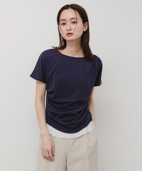 SENSE OF PLACE by URBAN RESEARCH（センスオブプレイスバイアーバンリサーチ）の「フリルドレープトップ（Tシャツ/カットソー・レディース・ブラック/ホワイト系その他/ネイビー・ONE）」の17枚目の写真