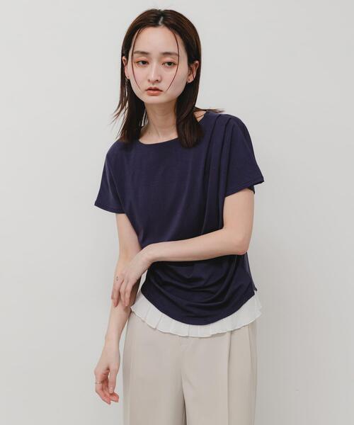 SENSE OF PLACE by URBAN RESEARCH（センスオブプレイスバイアーバンリサーチ）の「フリルドレープトップ（Tシャツ/カットソー・レディース・ブラック/ホワイト系その他/ネイビー・ONE）」の18枚目の写真
