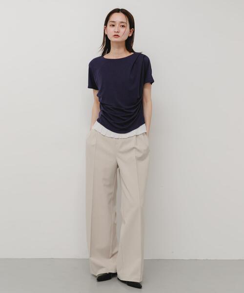 SENSE OF PLACE by URBAN RESEARCH（センスオブプレイスバイアーバンリサーチ）の「フリルドレープトップ（Tシャツ/カットソー・レディース・ブラック/ホワイト系その他/ネイビー・ONE）」の20枚目の写真