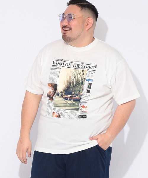 B&T CLUB(ビーティークラブ)の「Tシャツ 半袖 メンズ 大きいサイズ フォトプリント クルーネック カットソー B&T CLUB (ビーアンドティークラブ)(Tシャツ/カットソー・メンズ・ホワイト/ブラック・X3(6L~7L)/X1(3L~4L)/X2(4L~5L))」の1枚目の写真