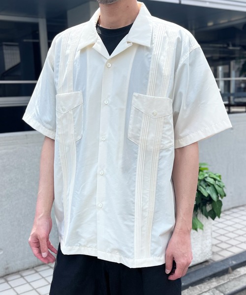 HOUSTON(ヒューストン)の「【HOUSTON】ヒューストン CUBA SHIRT キューバシャツ(Tシャツ/カットソー・メンズ・ブラウン/ホワイト/ブラック・XL/L/M)」の4枚目の写真