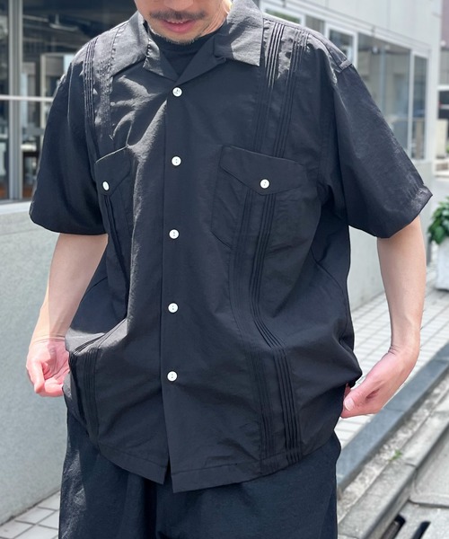 HOUSTON(ヒューストン)の「【HOUSTON】ヒューストン CUBA SHIRT キューバシャツ(Tシャツ/カットソー・メンズ・ブラウン/ホワイト/ブラック・XL/L/M)」の7枚目の写真