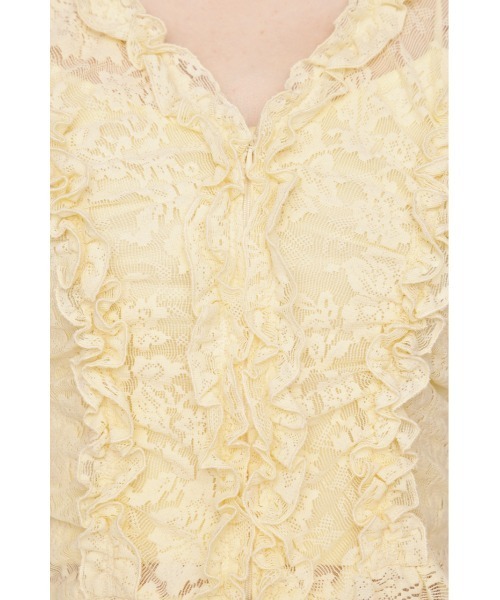 SLY(スライ)の「FRILL LACE ZIP UP TOPS フリルレースジップアップトップス 夏服(シャツ/ブラウス・レディース・ブラウン/ライトグリーン/ブラック/アイボリー・FREE)」の7枚目の写真