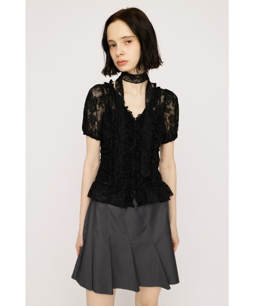 SLY(スライ)の「FRILL LACE ZIP UP TOPS フリルレースジップアップトップス 夏服(シャツ/ブラウス・レディース・ブラウン/ライトグリーン/ブラック/アイボリー・FREE)」の11枚目の写真