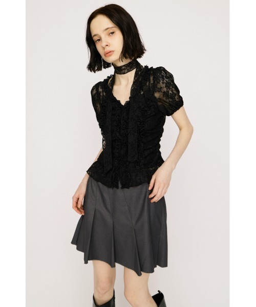SLY(スライ)の「FRILL LACE ZIP UP TOPS フリルレースジップアップトップス 夏服(シャツ/ブラウス・レディース・ブラウン/ライトグリーン/ブラック/アイボリー・FREE)」の13枚目の写真
