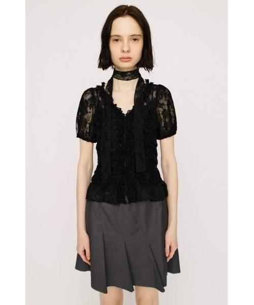 SLY(スライ)の「FRILL LACE ZIP UP TOPS フリルレースジップアップトップス 夏服(シャツ/ブラウス・レディース・ブラウン/ライトグリーン/ブラック/アイボリー・FREE)」の15枚目の写真
