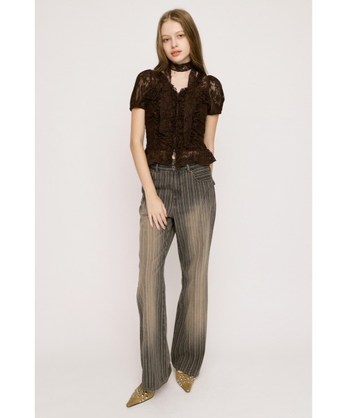 SLY(スライ)の「FRILL LACE ZIP UP TOPS フリルレースジップアップトップス 夏服(シャツ/ブラウス・レディース・ブラウン/ライトグリーン/ブラック/アイボリー・FREE)」の17枚目の写真