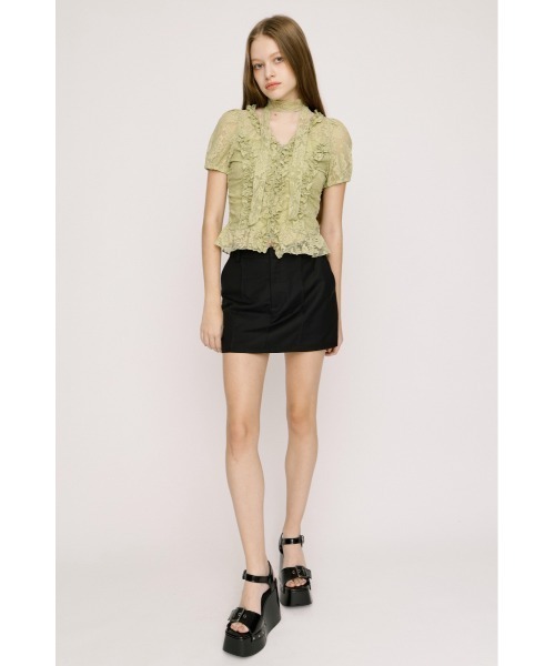 SLY(スライ)の「FRILL LACE ZIP UP TOPS フリルレースジップアップトップス 夏服(シャツ/ブラウス・レディース・ブラウン/ライトグリーン/ブラック/アイボリー・FREE)」の21枚目の写真