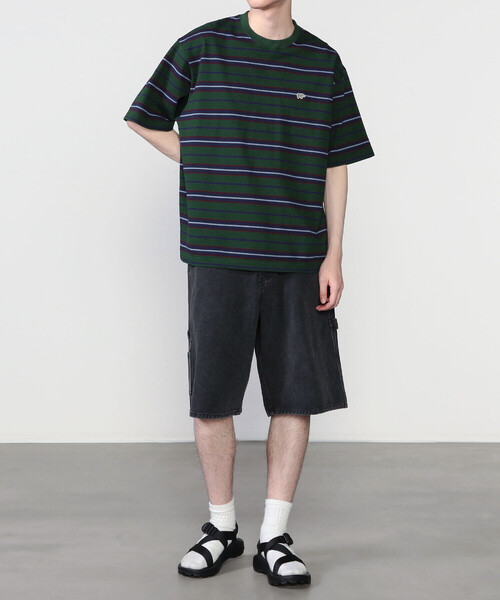 SCYE BASICS(サイベーシックス)の「SCYE BASICS |〈別注〉コットン 鹿の子ボーダーTシャツ MEN(Tシャツ/カットソー・メンズ・グリーン系その他/ブラウン系その他/ブルー系その他5・40/38)」の4枚目の写真