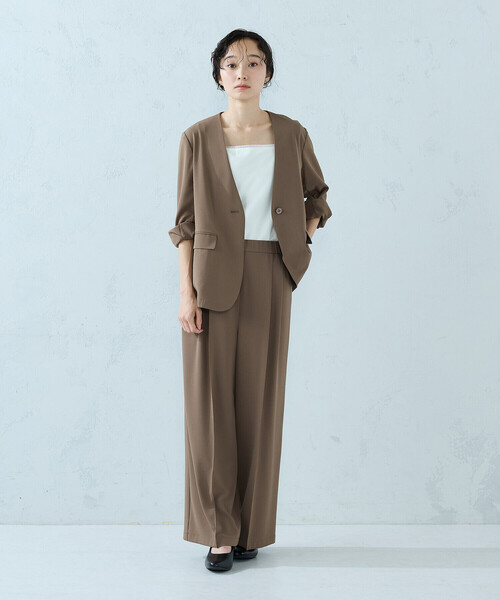 COMME CA ISM(コムサイズム)の「【UVカット・吸水速乾・接触冷感】kireri ドライヴィンテージ ノーカラージャケット/セットアップ対応(ノーカラージャケット・レディース・ネイビー/ブラウン・LARGE/MEDIUM)」の9枚目の写真