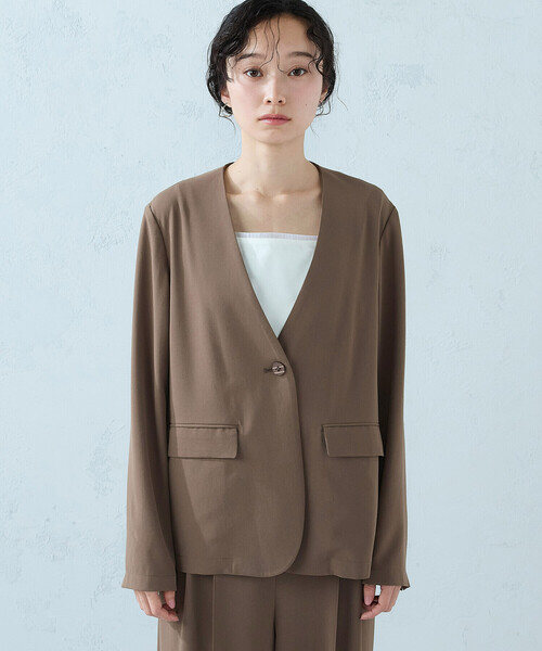COMME CA ISM(コムサイズム)の「【UVカット・吸水速乾・接触冷感】kireri ドライヴィンテージ ノーカラージャケット/セットアップ対応(ノーカラージャケット・レディース・ネイビー/ブラウン・LARGE/MEDIUM)」の20枚目の写真