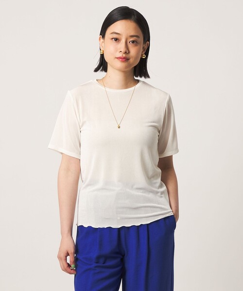 A DAY IN THE LIFE UNITED ARROWS(アデイインザライフユナイテッドアローズ)の「シャイニーリブ カットソー 5分袖 <A DAY IN THE LIFE>(Tシャツ/カットソー・レディース・オフホワイト/グレー系/ダークブラウン・FREE)」の2枚目の写真