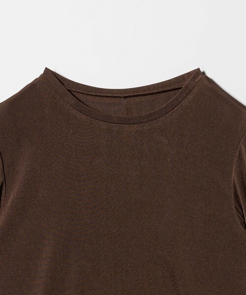 A DAY IN THE LIFE UNITED ARROWS(アデイインザライフユナイテッドアローズ)の「シャイニーリブ カットソー 5分袖 <A DAY IN THE LIFE>(Tシャツ/カットソー・レディース・オフホワイト/グレー系/ダークブラウン・FREE)」の4枚目の写真