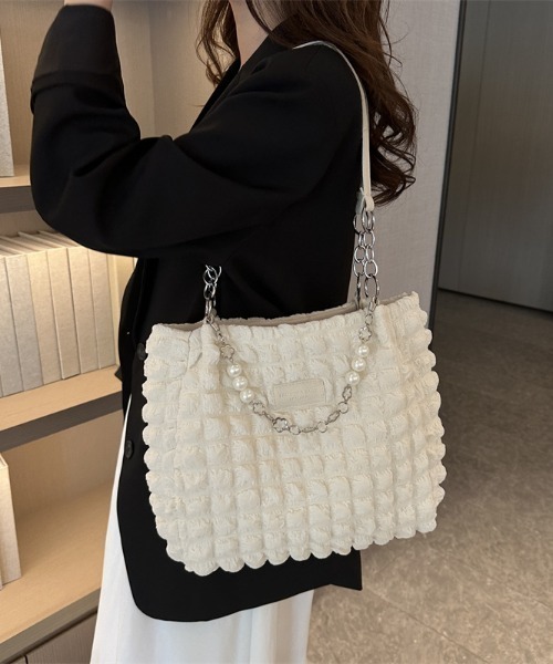 boemy(ボエミー)の「ぽこぽこワッフル トートバッグ(トートバッグ・レディース・パープル/ホワイト/ブラック/グリーン・FREE)」の13枚目の写真