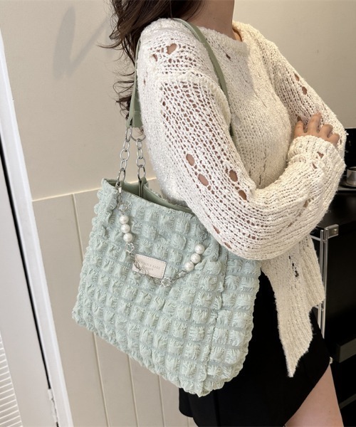 boemy(ボエミー)の「ぽこぽこワッフル トートバッグ(トートバッグ・レディース・パープル/ホワイト/ブラック/グリーン・FREE)」の17枚目の写真