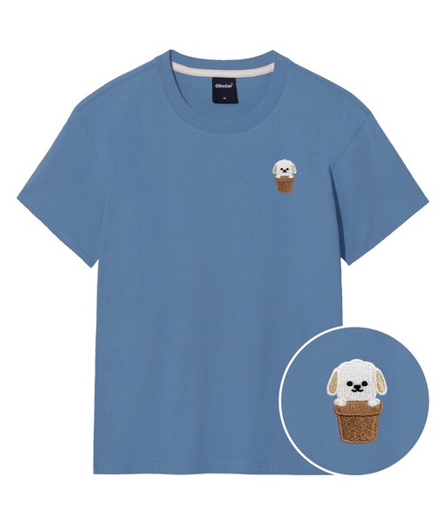 OKSTAR（オクスター）の「ハローワン刺繍半袖（Tシャツ/カットソー・レディース・ブラック/ネイビー/グレー/クリーム/ダークグレー/ホワイト/ライトベージュ/カーキ/ダークグリーン/ダークブルー/ライトグレー・2XL/3XL/4XL/X-LARGE/SMALL/MEDIUM/LARGE）」の11枚目の写真