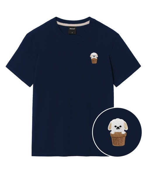 OKSTAR（オクスター）の「ハローワン刺繍半袖（Tシャツ/カットソー・レディース・ブラック/ネイビー/グレー/クリーム/ダークグレー/ホワイト/ライトベージュ/カーキ/ダークグリーン/ダークブルー/ライトグレー・2XL/3XL/4XL/X-LARGE/SMALL/MEDIUM/LARGE）」の10枚目の写真