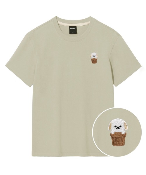 OKSTAR（オクスター）の「ハローワン刺繍半袖（Tシャツ/カットソー・レディース・ブラック/ネイビー/グレー/クリーム/ダークグレー/ホワイト/ライトベージュ/カーキ/ダークグリーン/ダークブルー/ライトグレー・2XL/3XL/4XL/X-LARGE/SMALL/MEDIUM/LARGE）」の7枚目の写真
