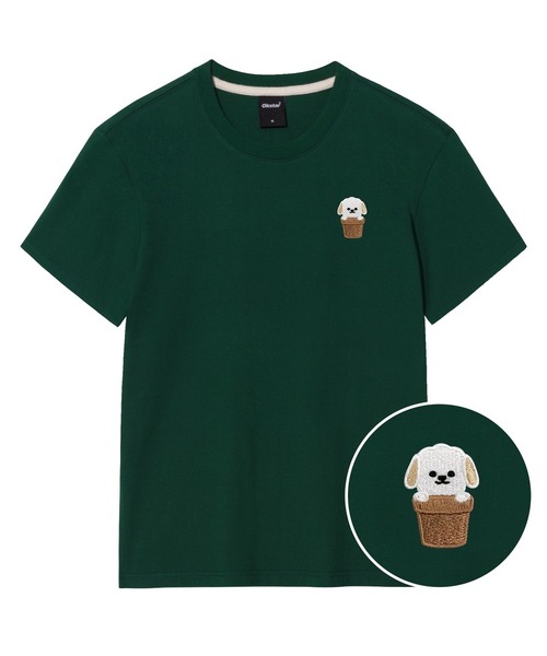 OKSTAR（オクスター）の「ハローワン刺繍半袖（Tシャツ/カットソー・レディース・ブラック/ネイビー/グレー/クリーム/ダークグレー/ホワイト/ライトベージュ/カーキ/ダークグリーン/ダークブルー/ライトグレー・2XL/3XL/4XL/X-LARGE/SMALL/MEDIUM/LARGE）」の8枚目の写真