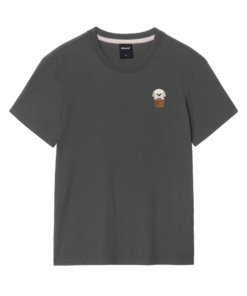 OKSTAR（オクスター）の「ハローワン刺繍半袖（Tシャツ/カットソー・レディース・ブラック/ネイビー/グレー/クリーム/ダークグレー/ホワイト/ライトベージュ/カーキ/ダークグリーン/ダークブルー/ライトグレー・2XL/3XL/4XL/X-LARGE/SMALL/MEDIUM/LARGE）」の12枚目の写真
