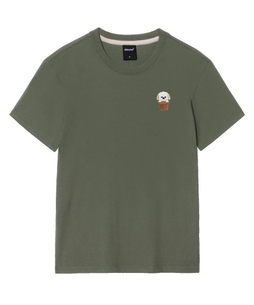 OKSTAR（オクスター）の「ハローワン刺繍半袖（Tシャツ/カットソー・レディース・ブラック/ネイビー/グレー/クリーム/ダークグレー/ホワイト/ライトベージュ/カーキ/ダークグリーン/ダークブルー/ライトグレー・2XL/3XL/4XL/X-LARGE/SMALL/MEDIUM/LARGE）」の13枚目の写真