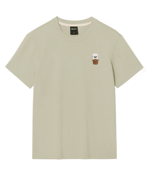 OKSTAR（オクスター）の「ハローワン刺繍半袖（Tシャツ/カットソー・レディース・ブラック/ネイビー/グレー/クリーム/ダークグレー/ホワイト/ライトベージュ/カーキ/ダークグリーン/ダークブルー/ライトグレー・2XL/3XL/4XL/X-LARGE/SMALL/MEDIUM/LARGE）」の14枚目の写真