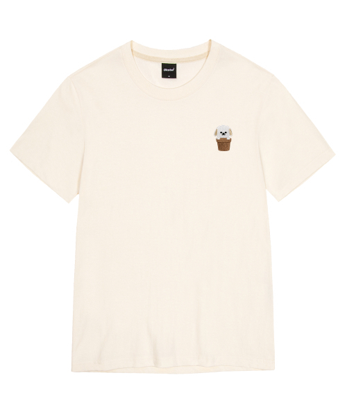 OKSTAR（オクスター）の「ハローワン刺繍半袖（Tシャツ/カットソー・レディース・ブラック/ネイビー/グレー/クリーム/ダークグレー/ホワイト/ライトベージュ/カーキ/ダークグリーン/ダークブルー/ライトグレー・2XL/3XL/4XL/X-LARGE/SMALL/MEDIUM/LARGE）」の16枚目の写真