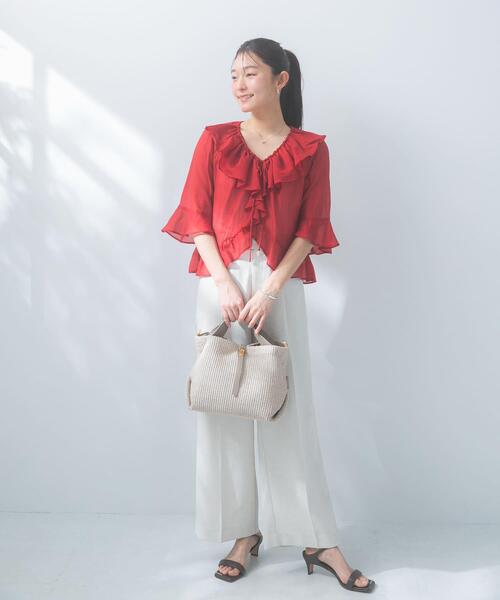 URBAN RESEARCH ROSSO WOMEN(アーバンリサーチ ロッソ)の「防シワ リネンライクイージースラックス(その他パンツ・レディース・ブルー系その他/ライトベージュ/ネイビー・36/38)」の5枚目の写真