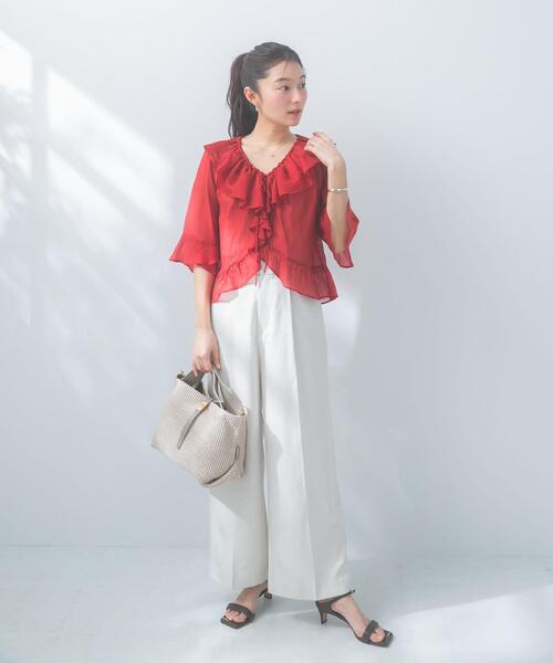 URBAN RESEARCH ROSSO WOMEN(アーバンリサーチ ロッソ)の「防シワ リネンライクイージースラックス(その他パンツ・レディース・ブルー系その他/ライトベージュ/ネイビー・36/38)」の6枚目の写真