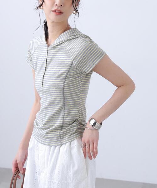 FREE'S MART(フリーズマート)の「◆スキッパー半袖カットソーフーディー(Tシャツ/カットソー・レディース・ネイビー/ホワイト/グレー系その他/グレー系その他2・FREE)」の10枚目の写真