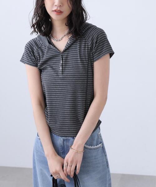 FREE'S MART(フリーズマート)の「◆スキッパー半袖カットソーフーディー(Tシャツ/カットソー・レディース・ネイビー/ホワイト/グレー系その他/グレー系その他2・FREE)」の17枚目の写真