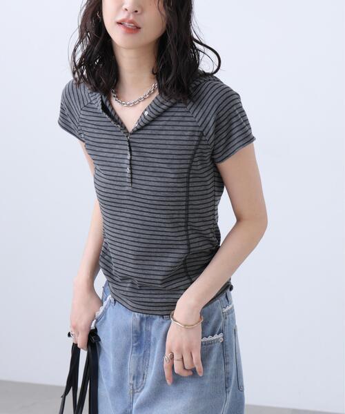 FREE'S MART(フリーズマート)の「◆スキッパー半袖カットソーフーディー(Tシャツ/カットソー・レディース・ネイビー/ホワイト/グレー系その他/グレー系その他2・FREE)」の19枚目の写真