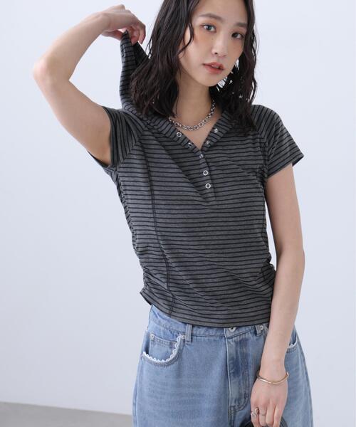 FREE'S MART(フリーズマート)の「◆スキッパー半袖カットソーフーディー(Tシャツ/カットソー・レディース・ネイビー/ホワイト/グレー系その他/グレー系その他2・FREE)」の20枚目の写真