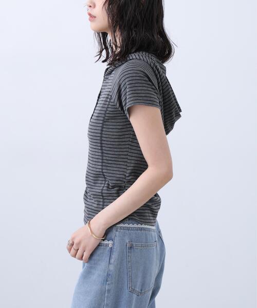 FREE'S MART（フリーズマート）の「◆スキッパー半袖カットソーフーディー（Tシャツ/カットソー・レディース・ネイビー/ホワイト/グレー系その他/グレー系その他2・FREE）」の19枚目の写真