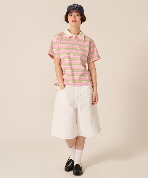 TINA:JOJUN(ティーナジョジュン)の「オーバーサイズ ハーフ チノパンツ TINA:JOJUN(チノパンツ・レディース・ホワイト/ダークブラウン・S/M)」の7枚目の写真