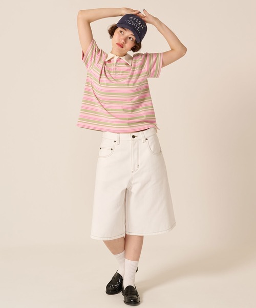 TINA:JOJUN(ティーナジョジュン)の「オーバーサイズ ハーフ チノパンツ TINA:JOJUN(チノパンツ・レディース・ホワイト/ダークブラウン・S/M)」の8枚目の写真
