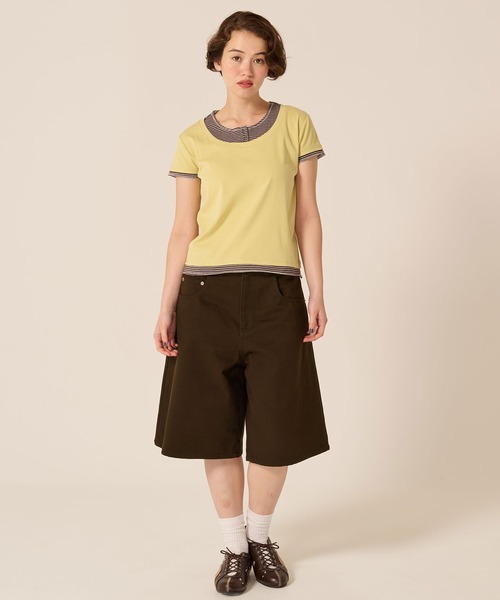 TINA:JOJUN(ティーナジョジュン)の「オーバーサイズ ハーフ チノパンツ TINA:JOJUN(チノパンツ・レディース・ホワイト/ダークブラウン・S/M)」の12枚目の写真