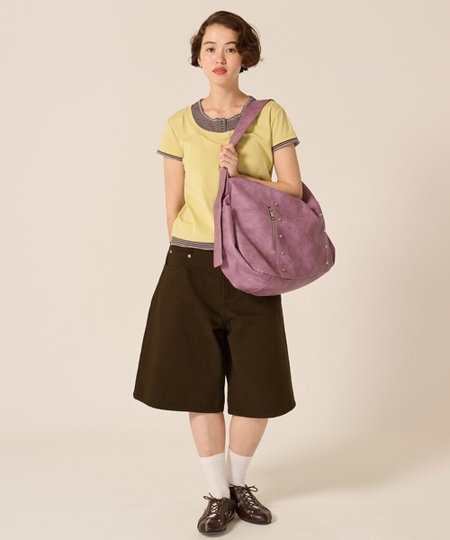 TINA:JOJUN(ティーナジョジュン)の「オーバーサイズ ハーフ チノパンツ TINA:JOJUN(チノパンツ・レディース・ホワイト/ダークブラウン・S/M)」の13枚目の写真