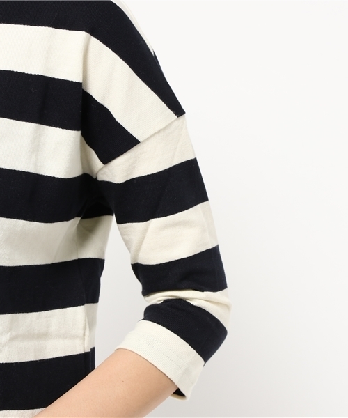 earth music&ecology（アースミュージックアンドエコロジー）の「【2016Spring】ワイドボーダープルオーバー（Tシャツ/カットソー・レディース・ブラック/ネイビー/LT.Gray/ブルー・FREE）」の9枚目の写真