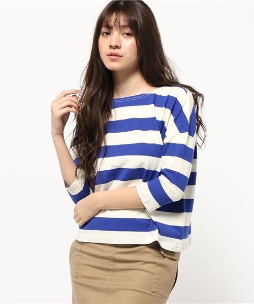 earth music&ecology（アースミュージックアンドエコロジー）の「【2016Spring】ワイドボーダープルオーバー（Tシャツ/カットソー・レディース・ブラック/ネイビー/LT.Gray/ブルー・FREE）」の15枚目の写真