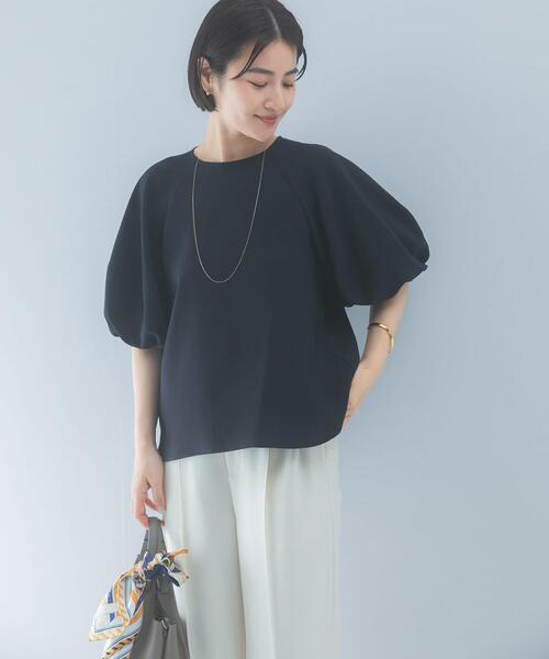 URBAN RESEARCH ROSSO WOMEN(アーバンリサーチ ロッソ)の「クールタッチ 吸水速乾バルーンブラウス(シャツ/ブラウス・レディース・アイボリー/イエロー系その他/ネイビー・FREE)」の1枚目の写真