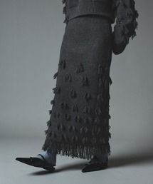 ポイント フリンジ ニット ナロー スカート / Pointed Fringe Knit Narrow Skirt