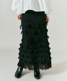ポイント フリンジ ニット ナロー スカート / Pointed Fringe Knit Narrow Skirt