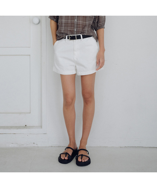 URAGO(ユラーゴ)の「Fatigue denim shorts(その他パンツ・レディース・カーキ/ホワイト・LARGE/MEDIUM/SMALL)」の1枚目の写真
