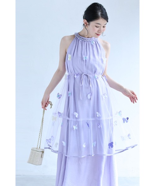 cawaii(カワイイ)の「重なる蝶々ベールロングワンピース(紐ベルト付き)(ワンピース・レディース・ラベンダー・FREE)」の10枚目の写真