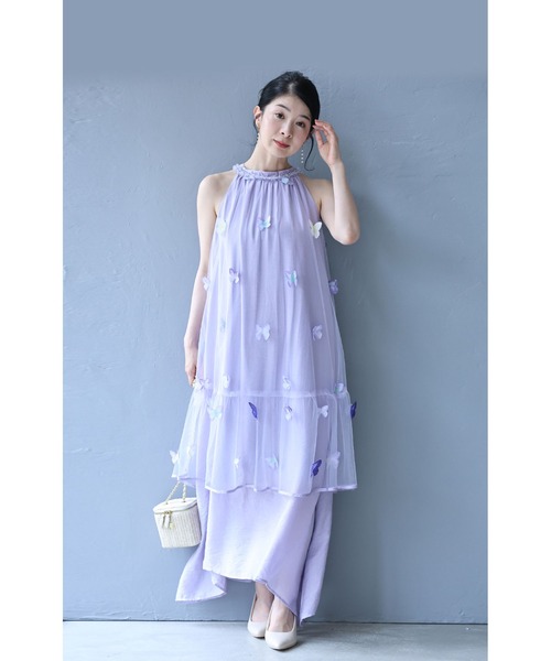 cawaii(カワイイ)の「重なる蝶々ベールロングワンピース(紐ベルト付き)(ワンピース・レディース・ラベンダー・FREE)」の16枚目の写真