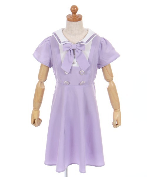 axes femme（アクシーズファム）の「リボンセットセーラーＯＰ（ワンピース・キッズ・ラベンダー/ネイビー・LARGE/X-LARGE/MEDIUM）」の2枚目の写真