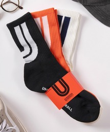 UNIVERSAL OVERALL（ユニバーサルオーバーオール）の「【94】【UNIVERSAL OVERALL/ユニバーサルオーバーオール】3足セット ソックス/ビッグUロゴ/Uロゴワンポイント/ライン＆ロゴ（ソックス/靴下）」